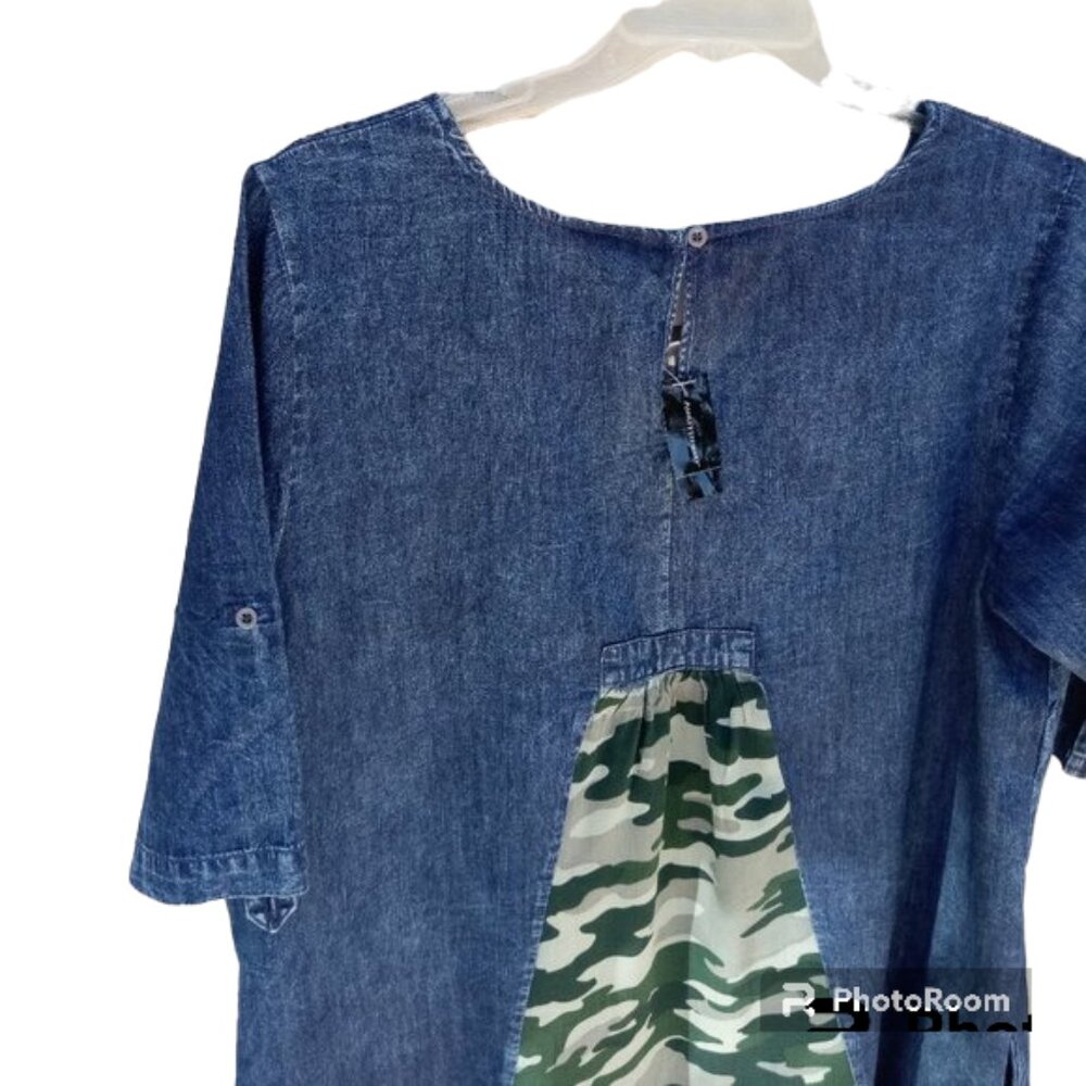 Ashley Stewart chambray/camo dress sz 16 NEW, 1st photo is back side NEW - Picture 4 of 14